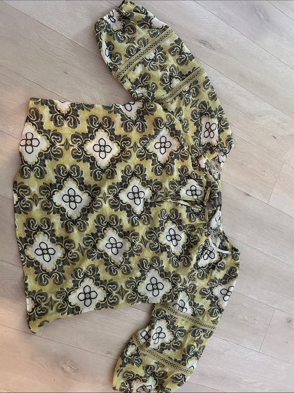 Green Medallion Print Blouse